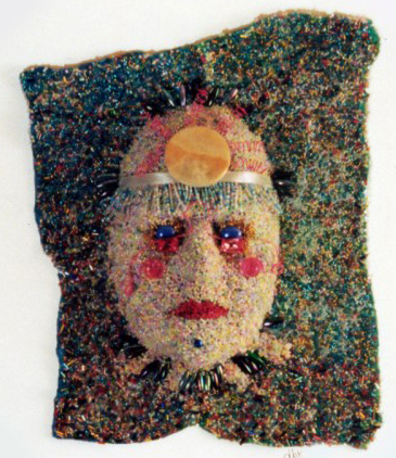 beads, found objects, mixed media
