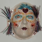 ceramic,painted, found objects, mask, mixed media