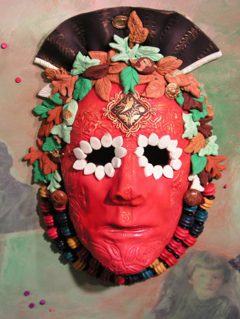 clay, polymer clay, beads, recycled, mask